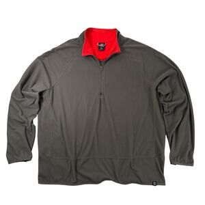 Lands End Textured Quarter Zip Pullover Mens XL Gray Red Athletic Fleece 2014